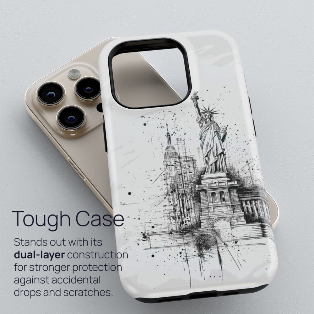 02 - Statue of liberty - Pencil Drawing Phone Case - Tough Case.jpg 02 - Statue of liberty - Pencil Drawing Phone Case - Tough Case.jpg