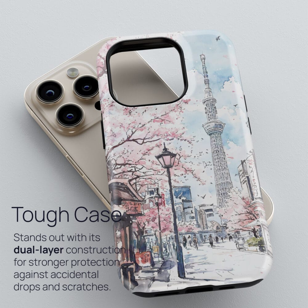 02 - Tokyo Skytree Watercolor Art Phone Case - Tough Case.jpg 02 - Tokyo Skytree Watercolor Art Phone Case - Tough Case.jpg