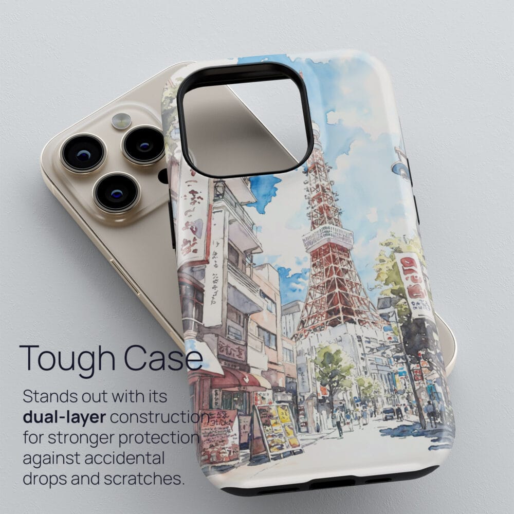 02 - Tokyo Tower - Watercolor Art Phone Case - Tough Case.jpg 02 - Tokyo Tower - Watercolor Art Phone Case - Tough Case.jpg