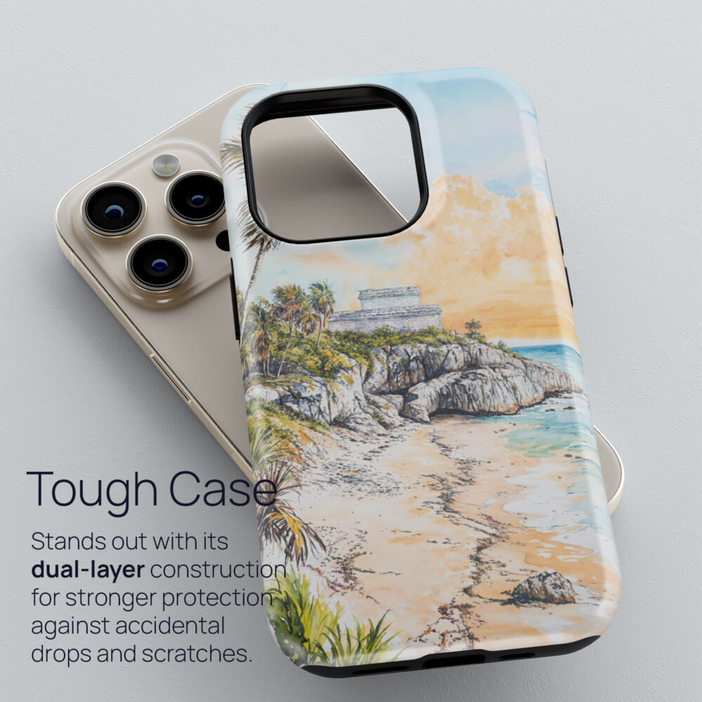 02 - Tulum Mexico Watercolor Art Phone Case - Tough Case.jpg 02 - Tulum Mexico Watercolor Art Phone Case - Tough Case.jpg