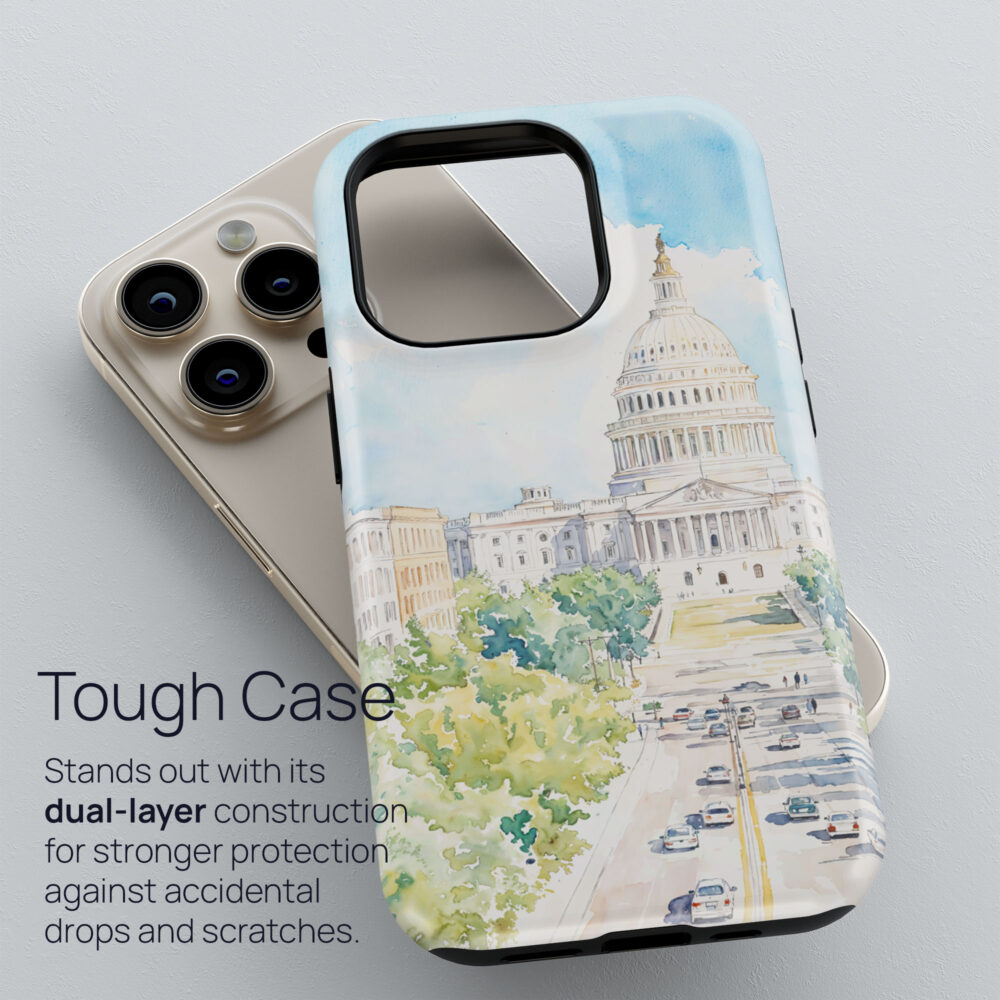 02 - Washington DC Watercolor Art Phone Case - Tough Case.jpg 02 - Washington DC Watercolor Art Phone Case - Tough Case.jpg