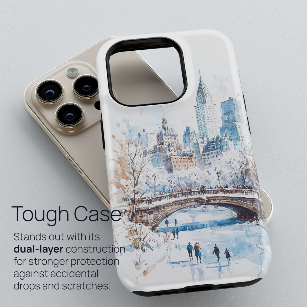 02 - White Christmas Central Park New York Watercolor Art Phone Case - Tough Case.jpg 02 - White Christmas Central Park New York Watercolor Art Phone Case - Tough Case.jpg