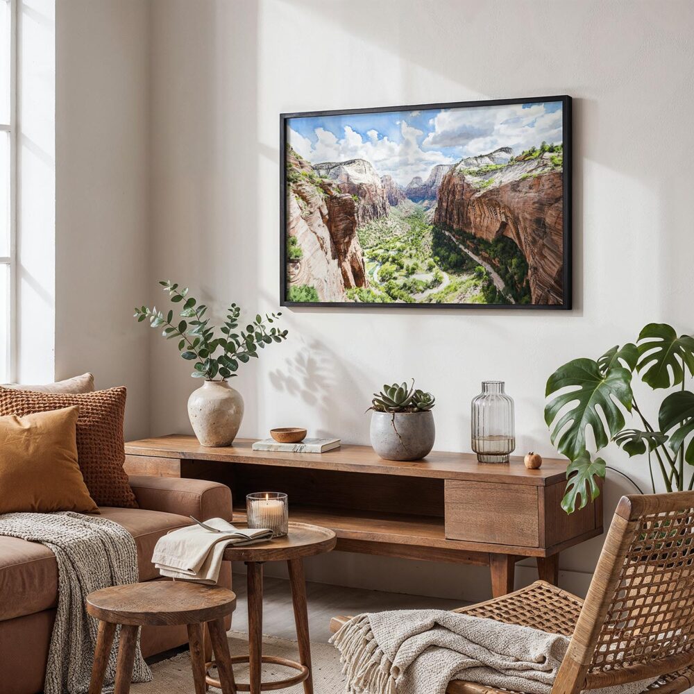 02 - Zion National Park Watercolor - Horizontal Art - Digital Download - Boho Living Room.jpg 02 - Zion National Park Watercolor - Horizontal Art - Digital Download - Boho Living Room.jpg