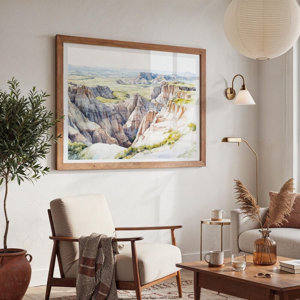 03 - Badlands National Park Watercolor - Horizontal Art - Digital Download - Boho Living Room 2.jpg 03 - Badlands National Park Watercolor - Horizontal Art - Digital Download - Boho Living Room 2.jpg