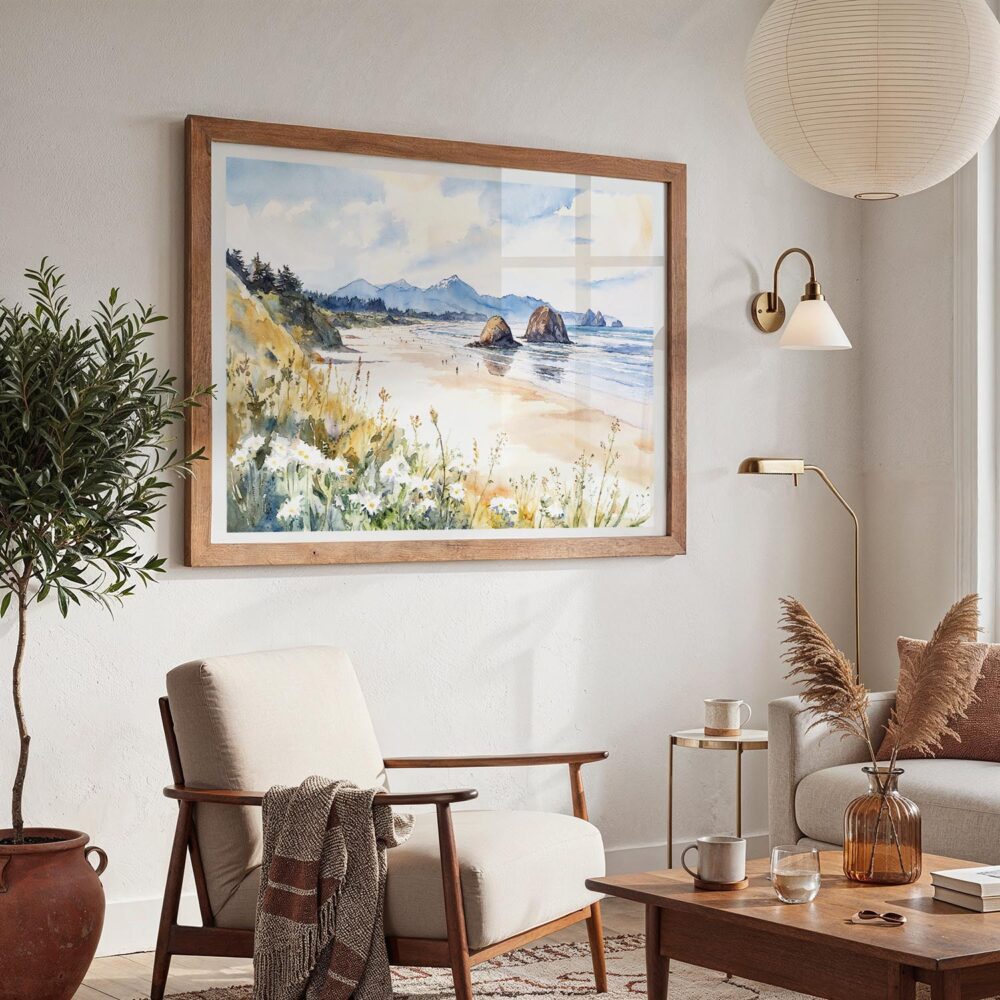 03 - Cannon Beach Watercolor - Horizontal Art - Digital Download - Boho Living Room 2.jpg 03 - Cannon Beach Watercolor - Horizontal Art - Digital Download - Boho Living Room 2.jpg