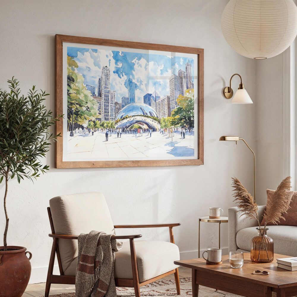 03 - Chicago Cloud Gate Watercolor Art - Horizontal Art - Digital Download - Boho Living Room 2.jpg 03 - Chicago Cloud Gate Watercolor Art - Horizontal Art - Digital Download - Boho Living Room 2.jpg