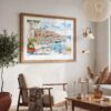 03 - Coffee in Porto Portugal Watercolor Art - Horizontal Art - Digital Download - Boho Living Room 2.jpg