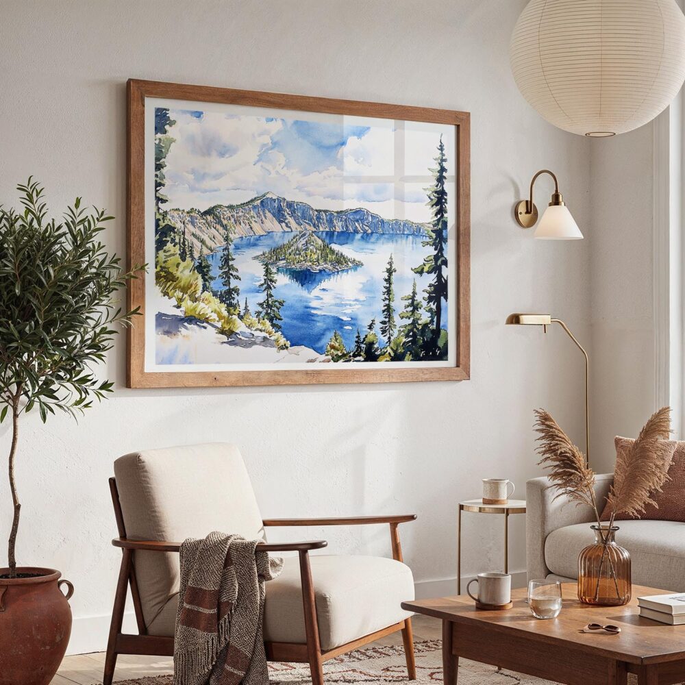 03 - Crater Lake National Park Watercolor - Horizontal Art - Digital Download - Boho Living Room 2.jpg 03 - Crater Lake National Park Watercolor - Horizontal Art - Digital Download - Boho Living Room 2.jpg