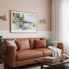 03 - Framed Acadia National Park Watercolor - Horizontal Art Print hanging in Boho Living Room.jpg