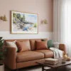 03 - Framed Acadia National Park Watercolor - Horizontal Art Print hanging in Boho Living Room.jpg