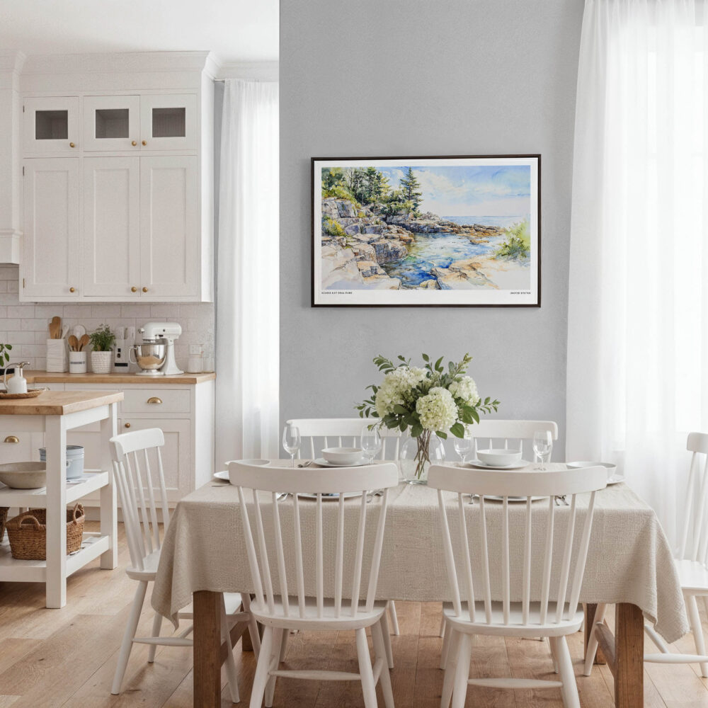 03 - Framed Acadia National Park Watercolor - Horizontal Canvas Print - Coastal Kitchen.jpg 03 - Framed Acadia National Park Watercolor - Horizontal Canvas Print - Coastal Kitchen.jpg