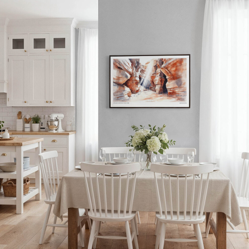 03 - Framed Antelope Canyon National Park Watercolor - Horizontal Canvas Print - Coastal Kitchen.jpg 03 - Framed Antelope Canyon National Park Watercolor - Horizontal Canvas Print - Coastal Kitchen.jpg