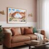 03 - Framed Arches National Park Watercolor - Horizontal Art Print hanging in Boho Living Room.jpg