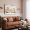 03 - Framed Arizona Desert Watercolor - Horizontal Art Print hanging in Boho Living Room.jpg