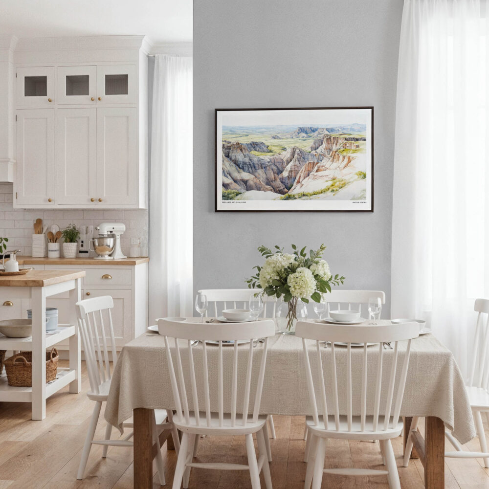 03 - Framed Badlands National Park Watercolor - Horizontal Canvas Print - Coastal Kitchen.jpg 03 - Framed Badlands National Park Watercolor - Horizontal Canvas Print - Coastal Kitchen.jpg