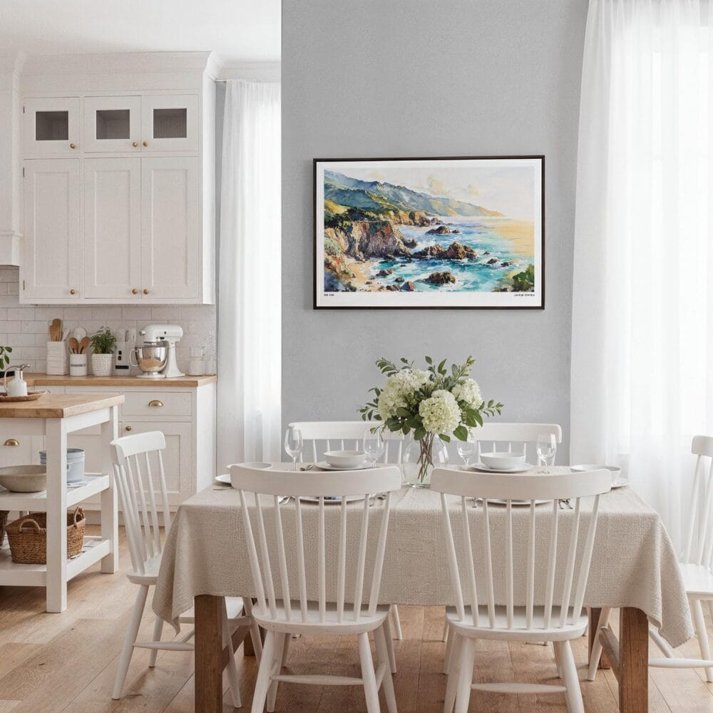 03 - Framed Big Sur Watercolor - Horizontal Canvas Print - Coastal Kitchen.jpg 03 - Framed Big Sur Watercolor - Horizontal Canvas Print - Coastal Kitchen.jpg