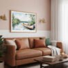 03 - Framed Boundary Waters Watercolor - Horizontal Art Print hanging in Boho Living Room.jpg