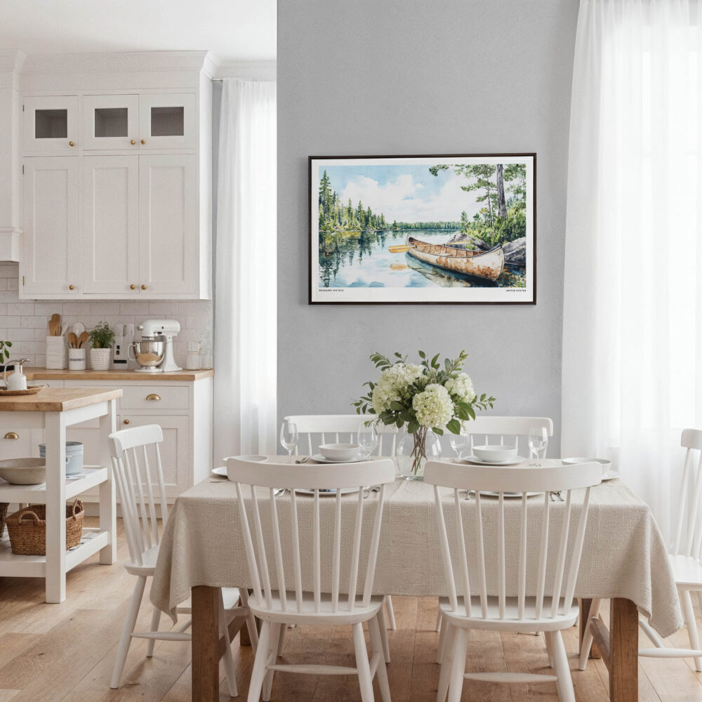 03 - Framed Boundary Waters Watercolor - Horizontal Canvas Print - Coastal Kitchen.jpg 03 - Framed Boundary Waters Watercolor - Horizontal Canvas Print - Coastal Kitchen.jpg