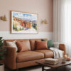 03 - Framed Bryce Canyon National Park Watercolor - Horizontal Art Print hanging in Boho Living Room.jpg