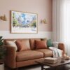03 - Framed Chicago Cloud Gate Watercolor Art - Horizontal Art Print hanging in Boho Living Room.jpg