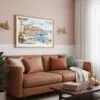 03 - Framed Coffee in Porto Portugal Watercolor Art - Horizontal Art Print hanging in Boho Living Room.jpg
