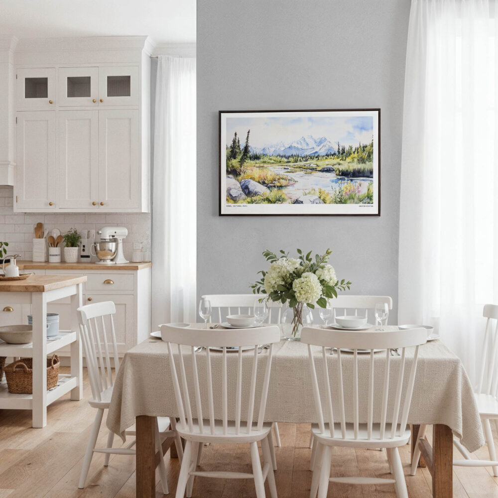 03 - Framed Denali National Park Watercolor - Horizontal Canvas Print - Coastal Kitchen.jpg 03 - Framed Denali National Park Watercolor - Horizontal Canvas Print - Coastal Kitchen.jpg