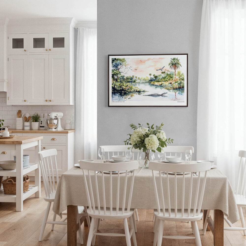 03 - Framed Everglades National Park Watercolor - Horizontal Canvas Print - Coastal Kitchen.jpg 03 - Framed Everglades National Park Watercolor - Horizontal Canvas Print - Coastal Kitchen.jpg