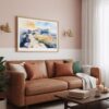 03 - Framed Guadalupe Mountains National Park Watercolor - Horizontal Art Print hanging in Boho Living Room.jpg