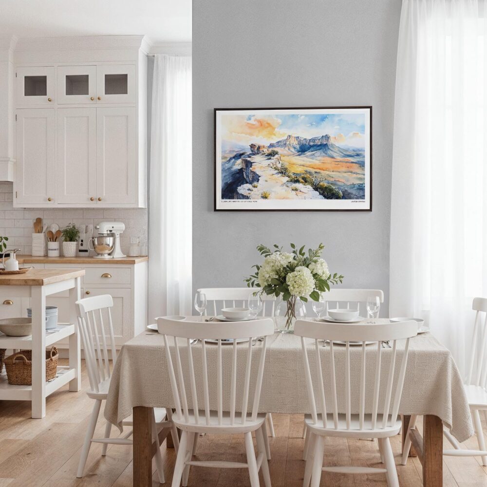 03 - Framed Guadalupe Mountains National Park Watercolor - Horizontal Canvas Print - Coastal Kitchen.jpg 03 - Framed Guadalupe Mountains National Park Watercolor - Horizontal Canvas Print - Coastal Kitchen.jpg