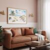 03 - Framed Indiana Dunes National Park Watercolor - Horizontal Art Print hanging in Boho Living Room.jpg