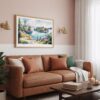 03 - Framed Isle Royale National Park Watercolor - Horizontal Art Print hanging in Boho Living Room.jpg