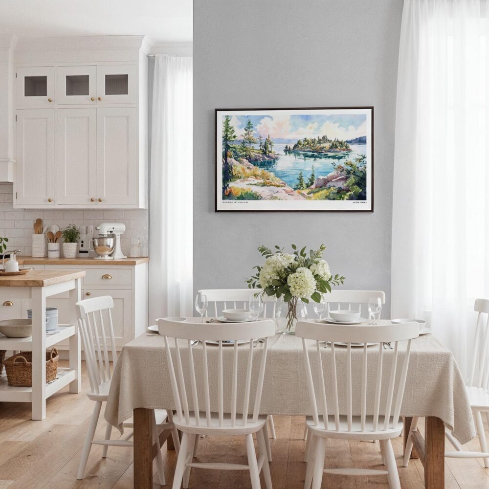 03 - Framed Isle Royale National Park Watercolor - Horizontal Canvas Print - Coastal Kitchen.jpg 03 - Framed Isle Royale National Park Watercolor - Horizontal Canvas Print - Coastal Kitchen.jpg