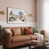 03 - Framed Joshua Tree National Park Watercolor - Horizontal Art Print hanging in Boho Living Room.jpg
