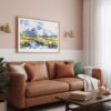 03 - Framed Katmai National Park Watercolor - Horizontal Art Print hanging in Boho Living Room.jpg
