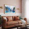 03 - Framed Kenai Fjords National Park Watercolor - Horizontal Art Print hanging in Boho Living Room.jpg