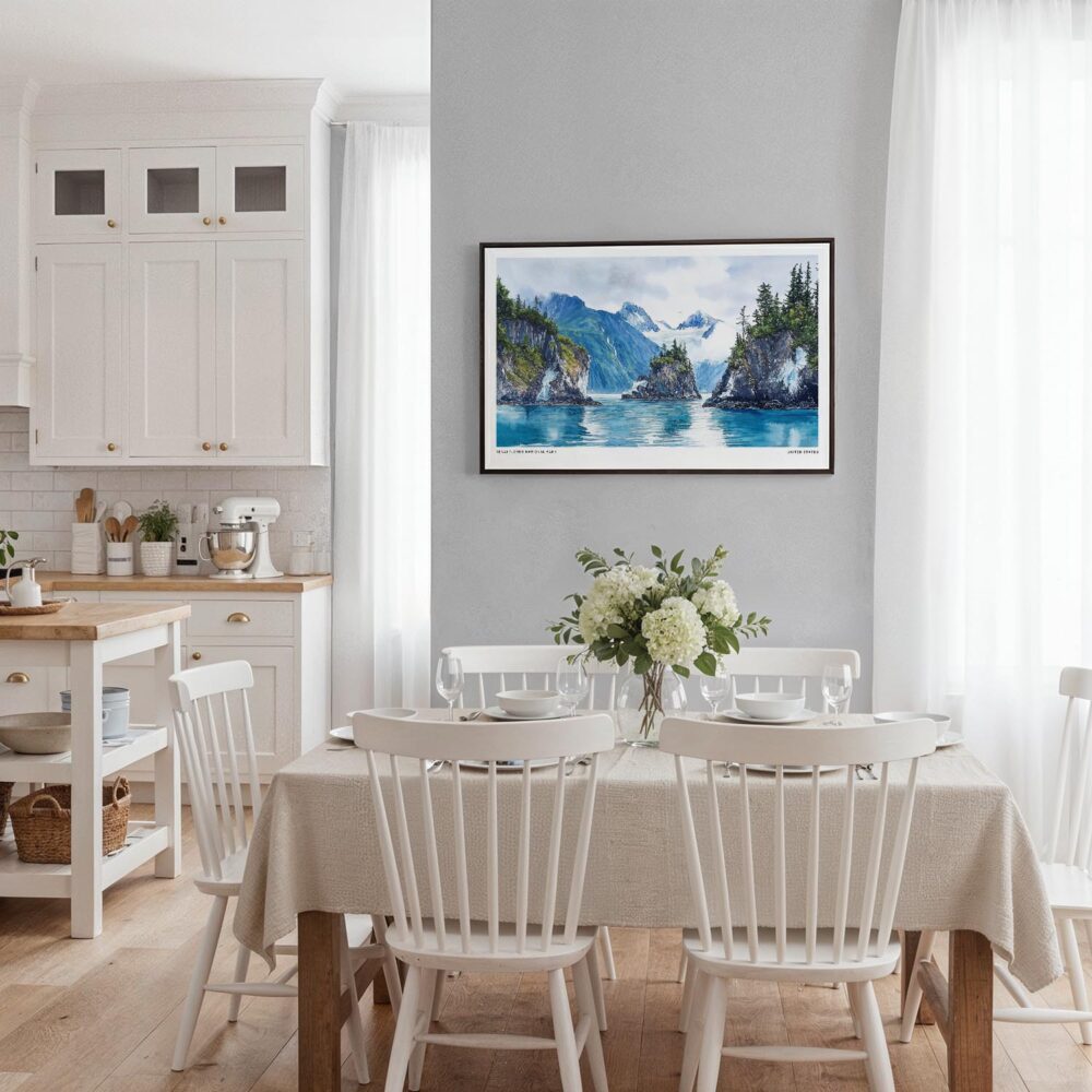 03 - Framed Kenai Fjords National Park Watercolor - Horizontal Canvas Print - Coastal Kitchen.jpg 03 - Framed Kenai Fjords National Park Watercolor - Horizontal Canvas Print - Coastal Kitchen.jpg