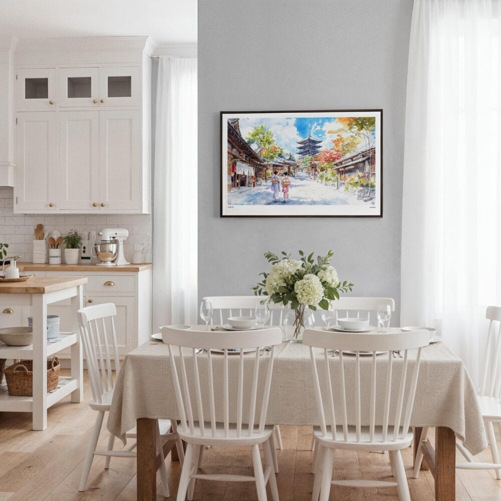 03 - Framed Kyoto Japan Watercolor Art - Horizontal Canvas Print - Coastal Kitchen.jpg 03 - Framed Kyoto Japan Watercolor Art - Horizontal Canvas Print - Coastal Kitchen.jpg