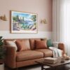 03 - Framed Lake Tahoe Watercolor - Horizontal Art Print hanging in Boho Living Room.jpg