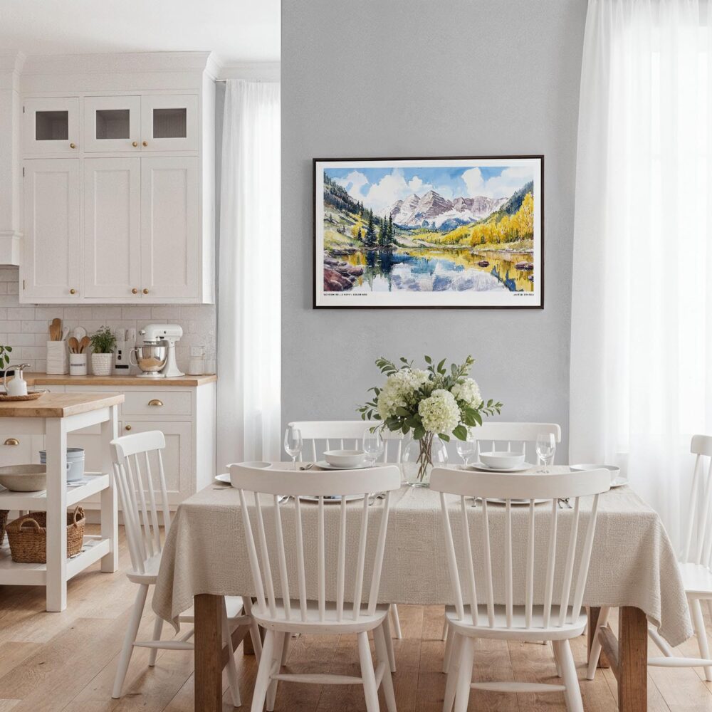 03 - Framed Maroon Bells Aspen CO Watercolor - Horizontal Canvas Print - Coastal Kitchen.jpg 03 - Framed Maroon Bells Aspen CO Watercolor - Horizontal Canvas Print - Coastal Kitchen.jpg