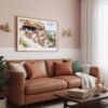 03 - Framed Mesa Verde National Park Watercolor - Horizontal Art Print hanging in Boho Living Room.jpg