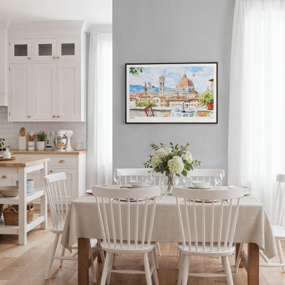 03 - Framed Morning Coffee in Florence Italy with Cathedral Watercolor Art - Horizontal Canvas Print - Coastal Kitchen.jpg 03 - Framed Morning Coffee in Florence Italy with Cathedral Watercolor Art - Horizontal Canvas Print - Coastal Kitchen.jpg