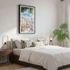 03 - Framed Morning Coffee in Lisbon Watercolor Canvas Print - Bedroom - Vertical.jpg