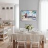 03 - Framed NYC Brooklyn Bridge Watercolor Art - Horizontal Canvas Print - Coastal Kitchen.jpg