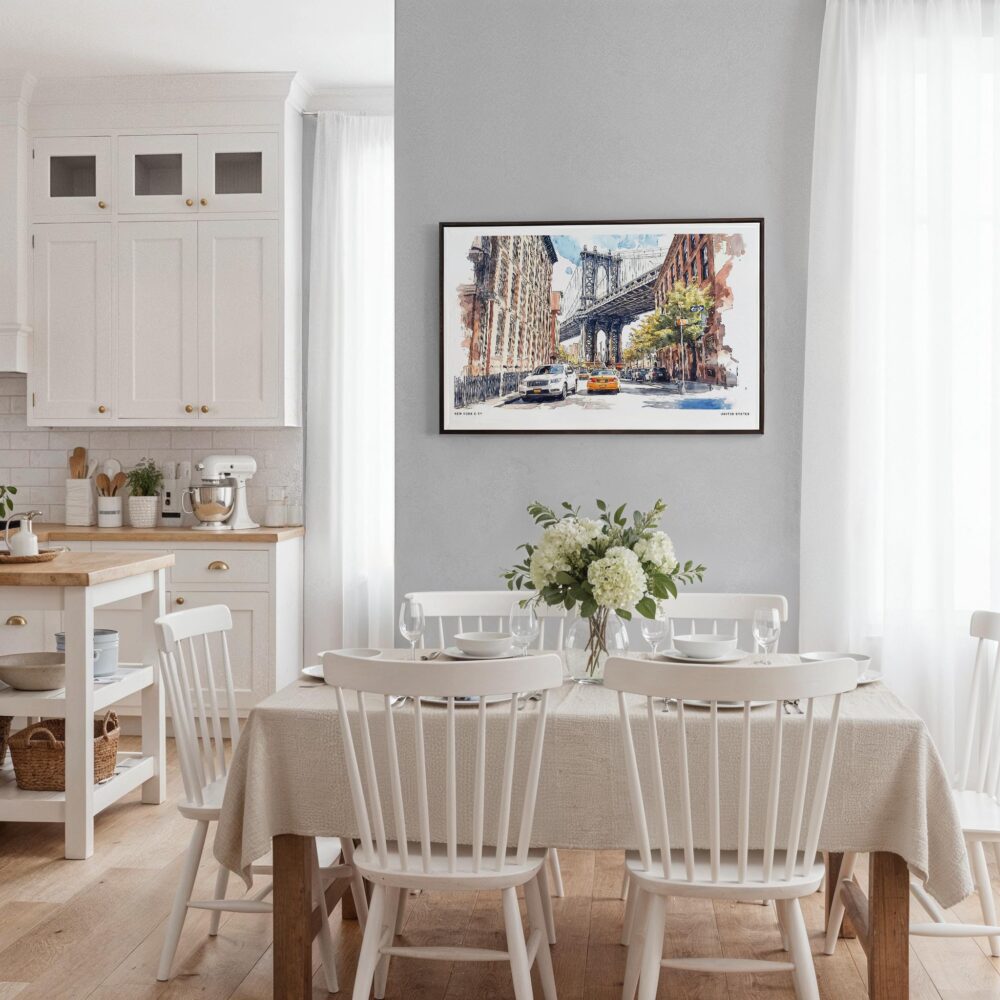 03 - Framed NYC Manhattan Bridge Watercolor Art - Horizontal Canvas Print - Coastal Kitchen.jpg 03 - Framed NYC Manhattan Bridge Watercolor Art - Horizontal Canvas Print - Coastal Kitchen.jpg