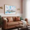 03 - Framed New York City Skyline Watercolor Art - Horizontal Art Print hanging in Boho Living Room - Horizontal.jpg