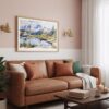 03 - Framed North Cascades National Park Watercolor - Horizontal Art Print hanging in Boho Living Room.jpg