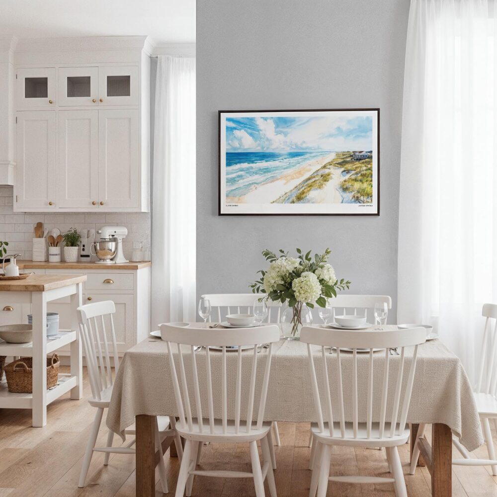 03 - Framed Outer Banks NC Watercolor - Horizontal Canvas Print - Coastal Kitchen.jpg 03 - Framed Outer Banks NC Watercolor - Horizontal Canvas Print - Coastal Kitchen.jpg