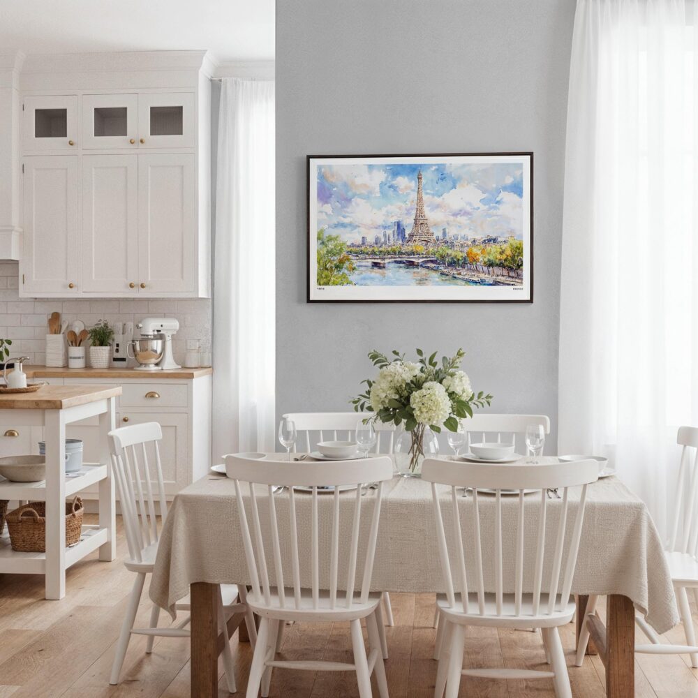 03 - Framed Paris Eiffel Tower Watercolor Art - Horizontal Canvas Print - Coastal Kitchen.jpg 03 - Framed Paris Eiffel Tower Watercolor Art - Horizontal Canvas Print - Coastal Kitchen.jpg