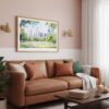 03 - Framed Picnic in Central Park New York Watercolor Art - Horizontal Art Print hanging in Boho Living Room - Horizontal.jpg