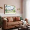 03 - Framed Picnic in Central Park New York Watercolor Art - Horizontal Art Print hanging in Boho Living Room - Horizontal.jpg